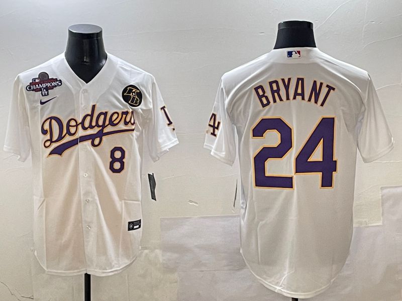 Men Los Angeles Dodgers #24 Bryant White Fashion Game 2025 Nike MLB Jersey style 3063